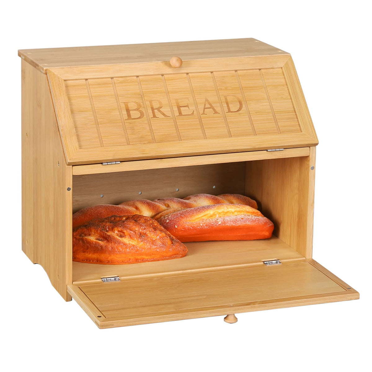 HOMEKOKO panera doble nivel frente, ideal para almacenar dos hogazas
