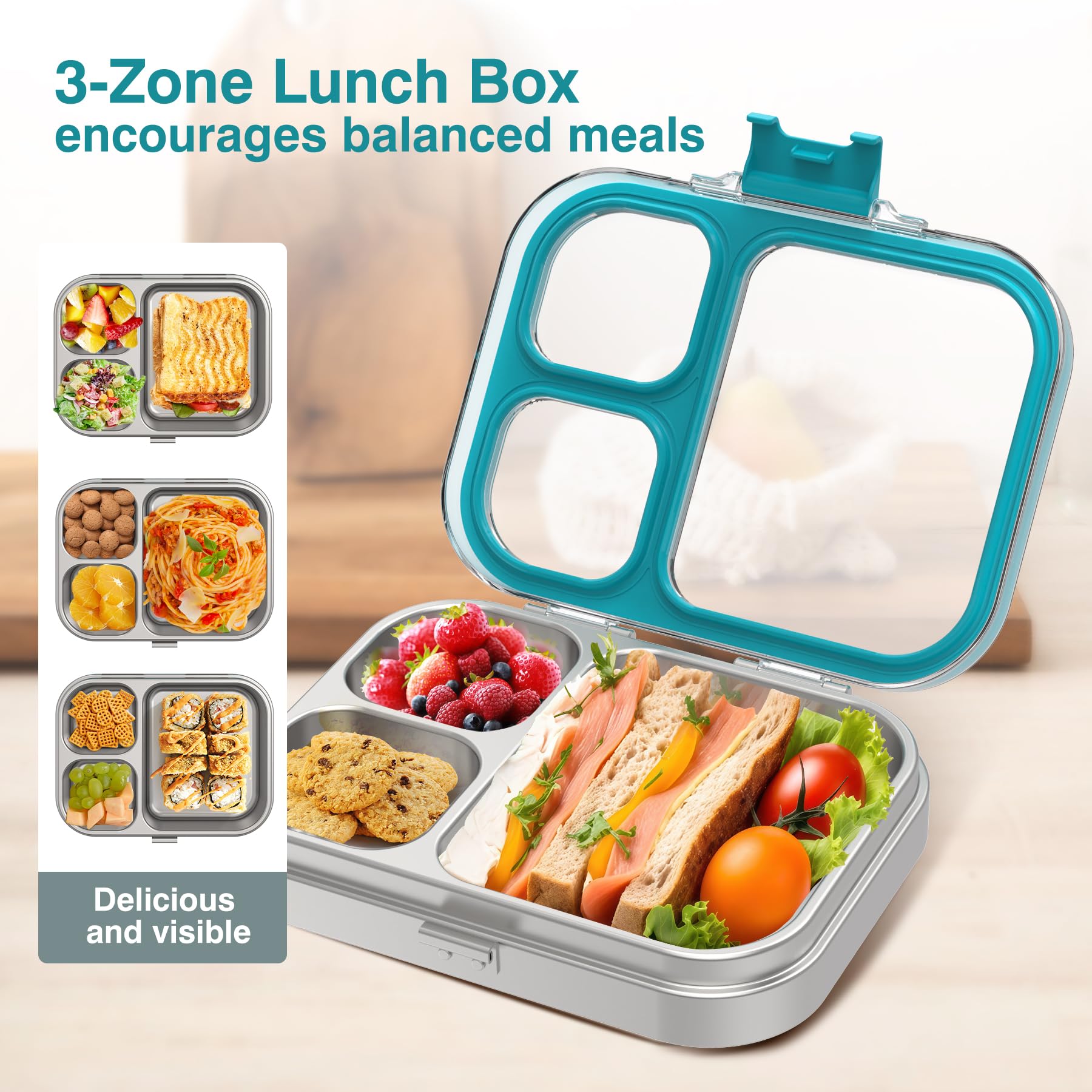 HOMEKOL lonchera interior de acero 304 para durabilidad y seguridad alimentaria.
