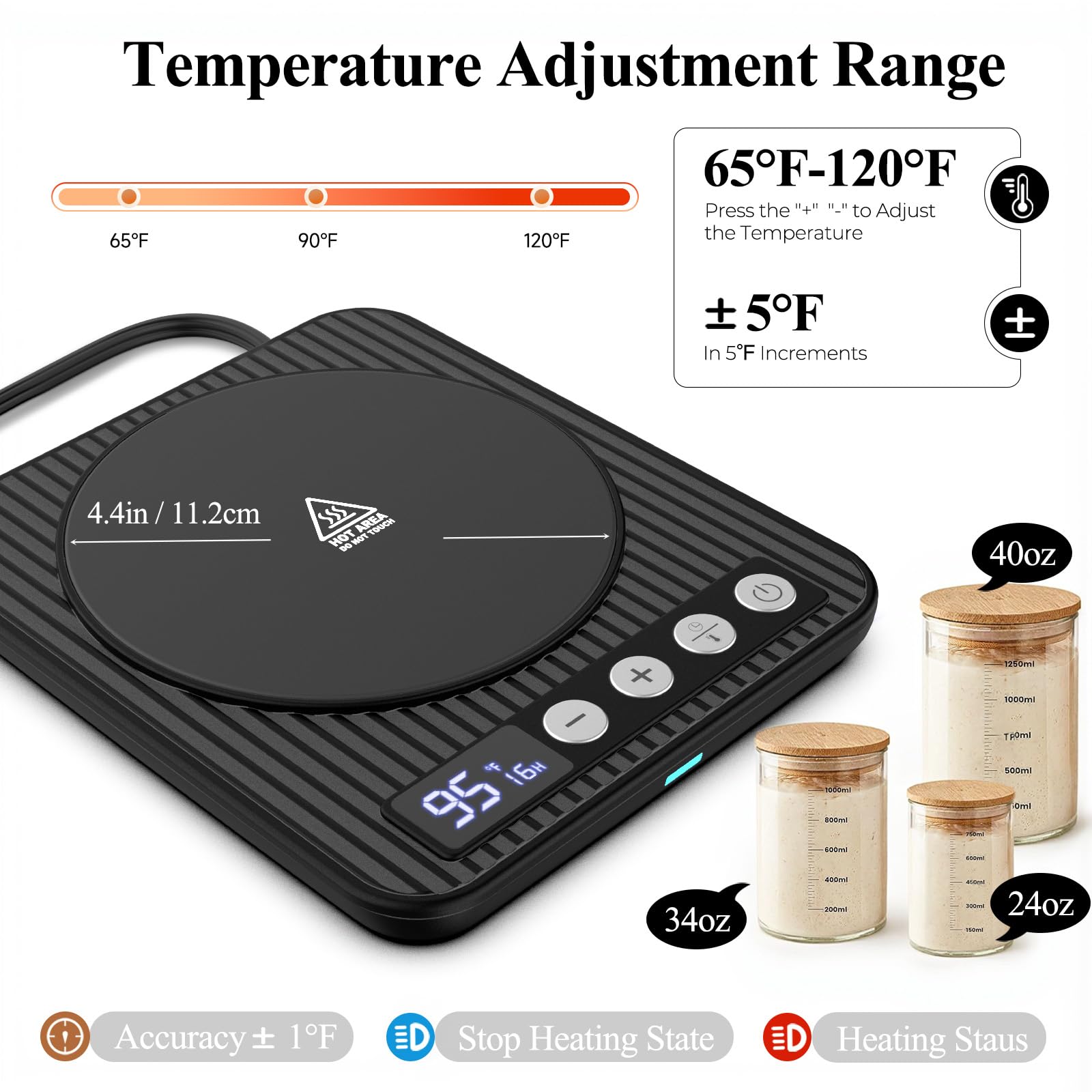 Homelove calentador masa madre, temporizador 24h con apagado automático para procesos largos