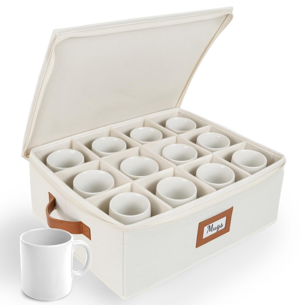 Caja HOMELUX THEORY para tazas con divisores Marfil, protección y organización