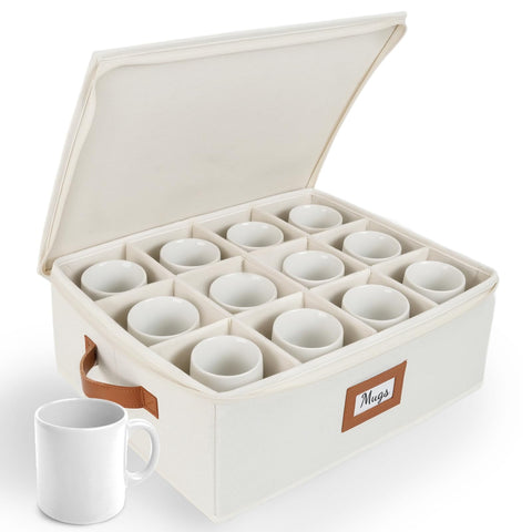 Caja HOMELUX THEORY para tazas con divisores Marfil, protección y organización