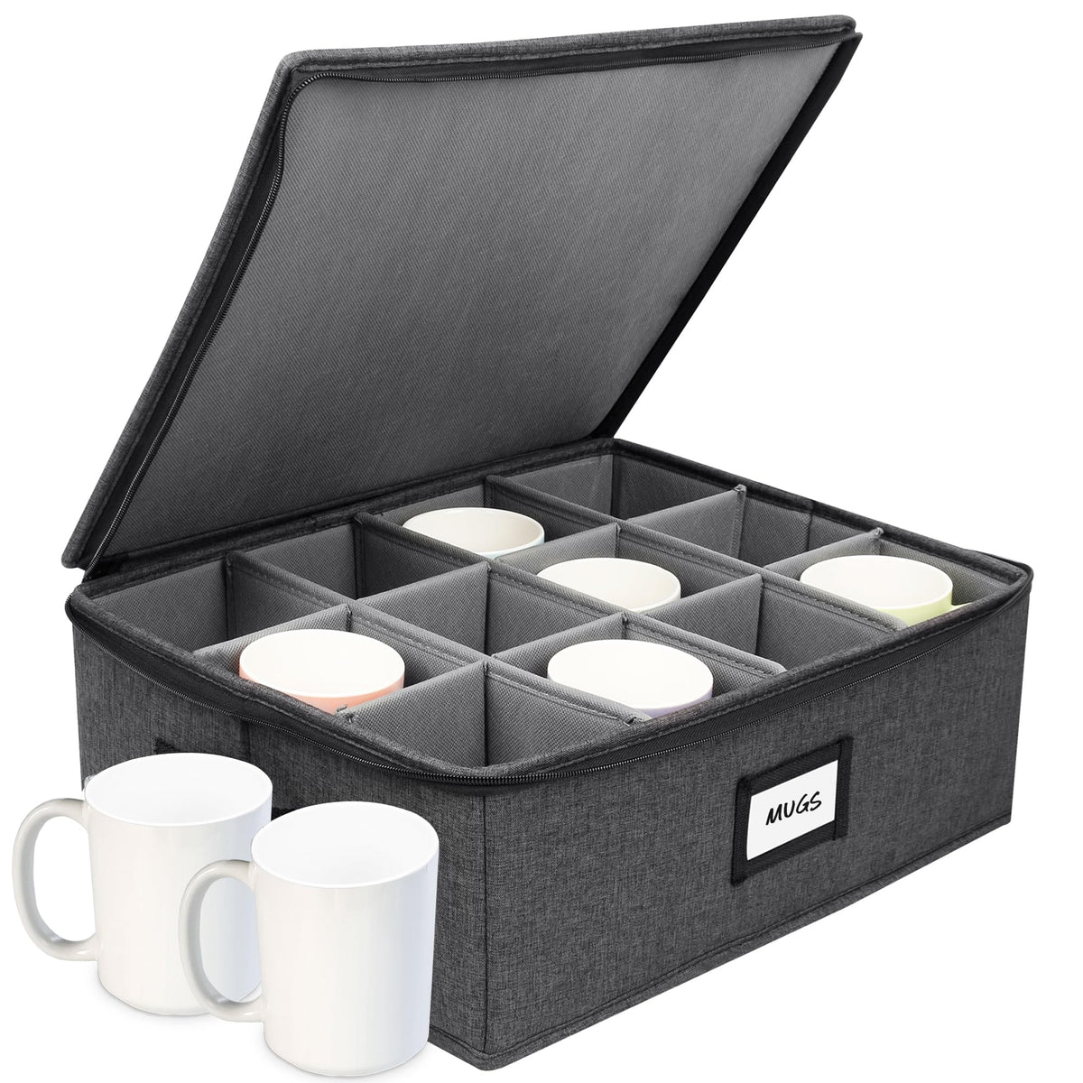 Caja HOMELUX THEORY para tazas con separadores protege la vajilla