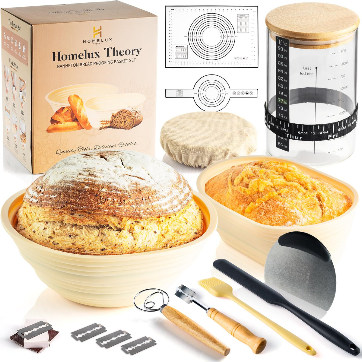 HOMELUX THEORY frasco de vidrio para levadura, fácil de rellenar y conservar.