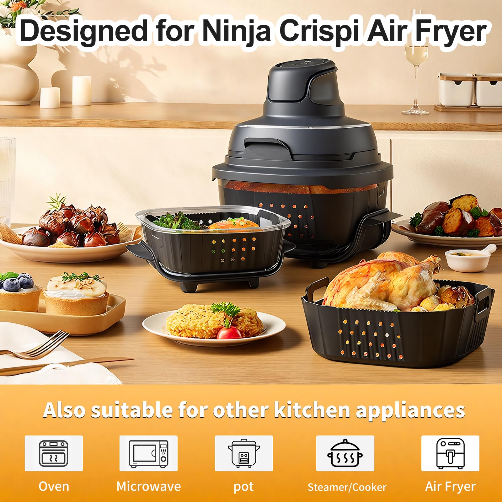 HOMELYLIFE forro de silicona pequeño para Ninja Crispi, ideal para porciones
