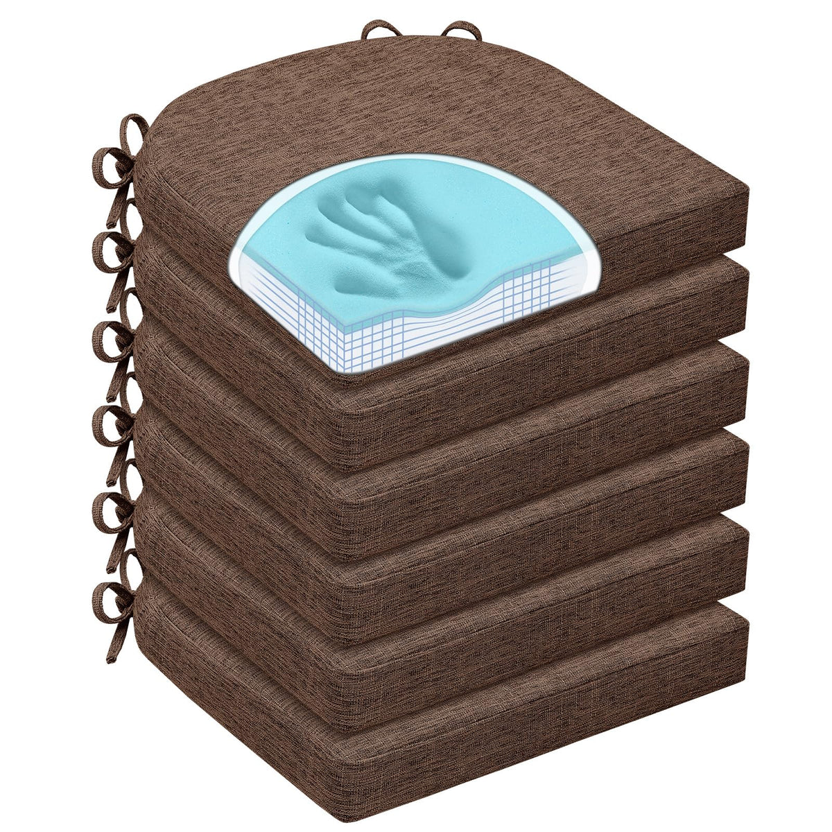 Cojines HOMELYSIAN para sillas de comedor, set de 6, antideslizantes y con cordones seguro.