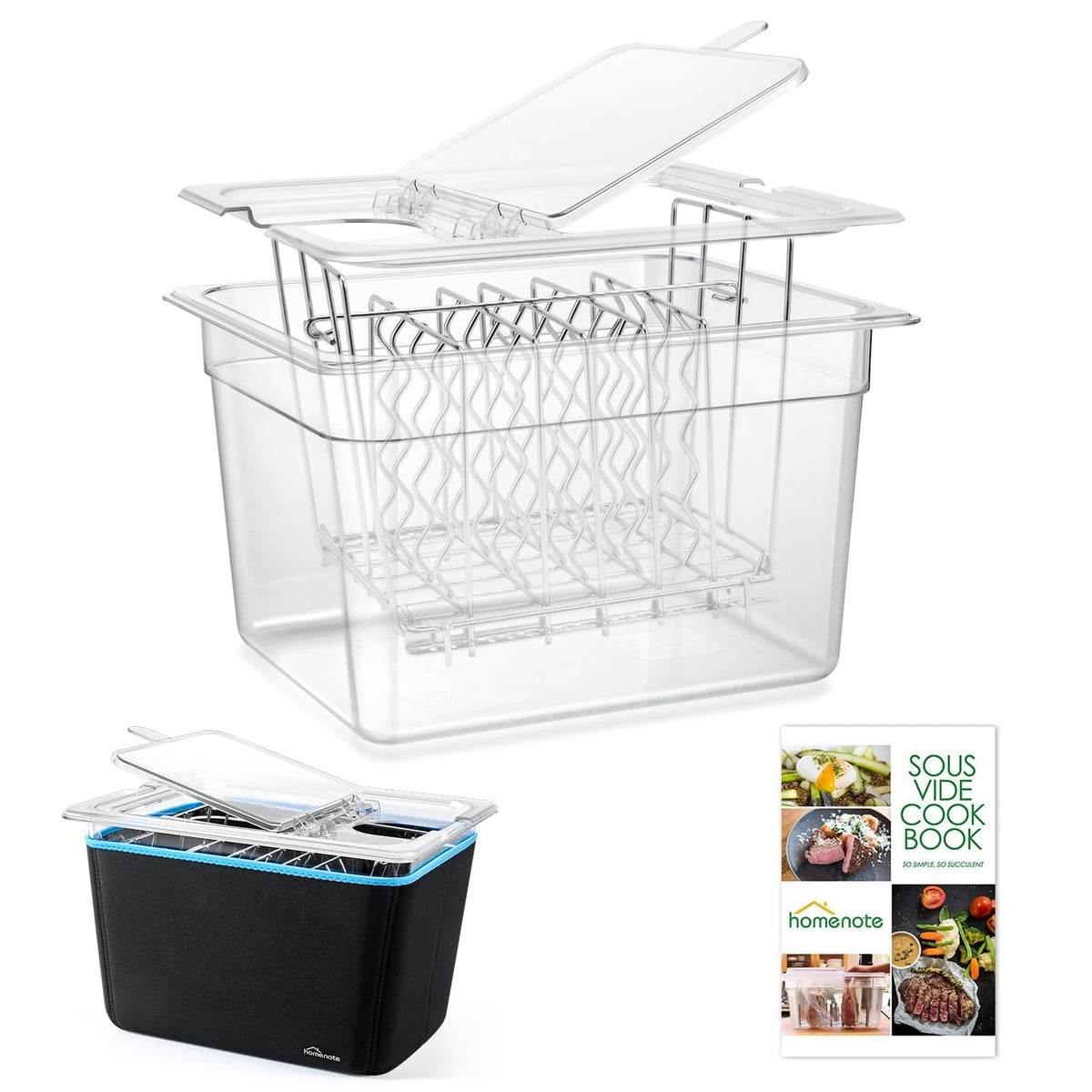 Homenote contenedor para cocción al vacío de 12 qt, preciso y estable.