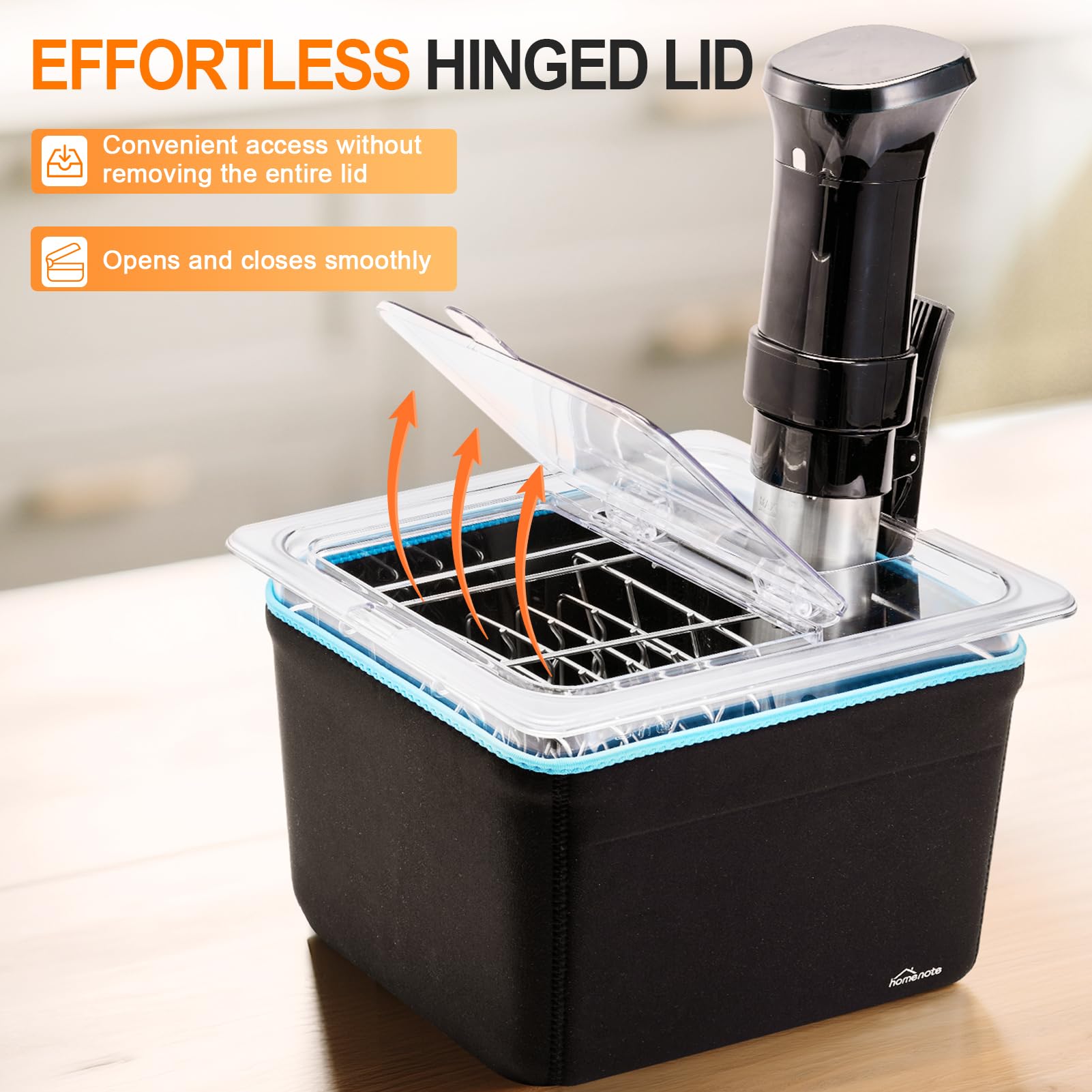 Homenote tapa plegable universal para acceder a alimentos fácilmente.