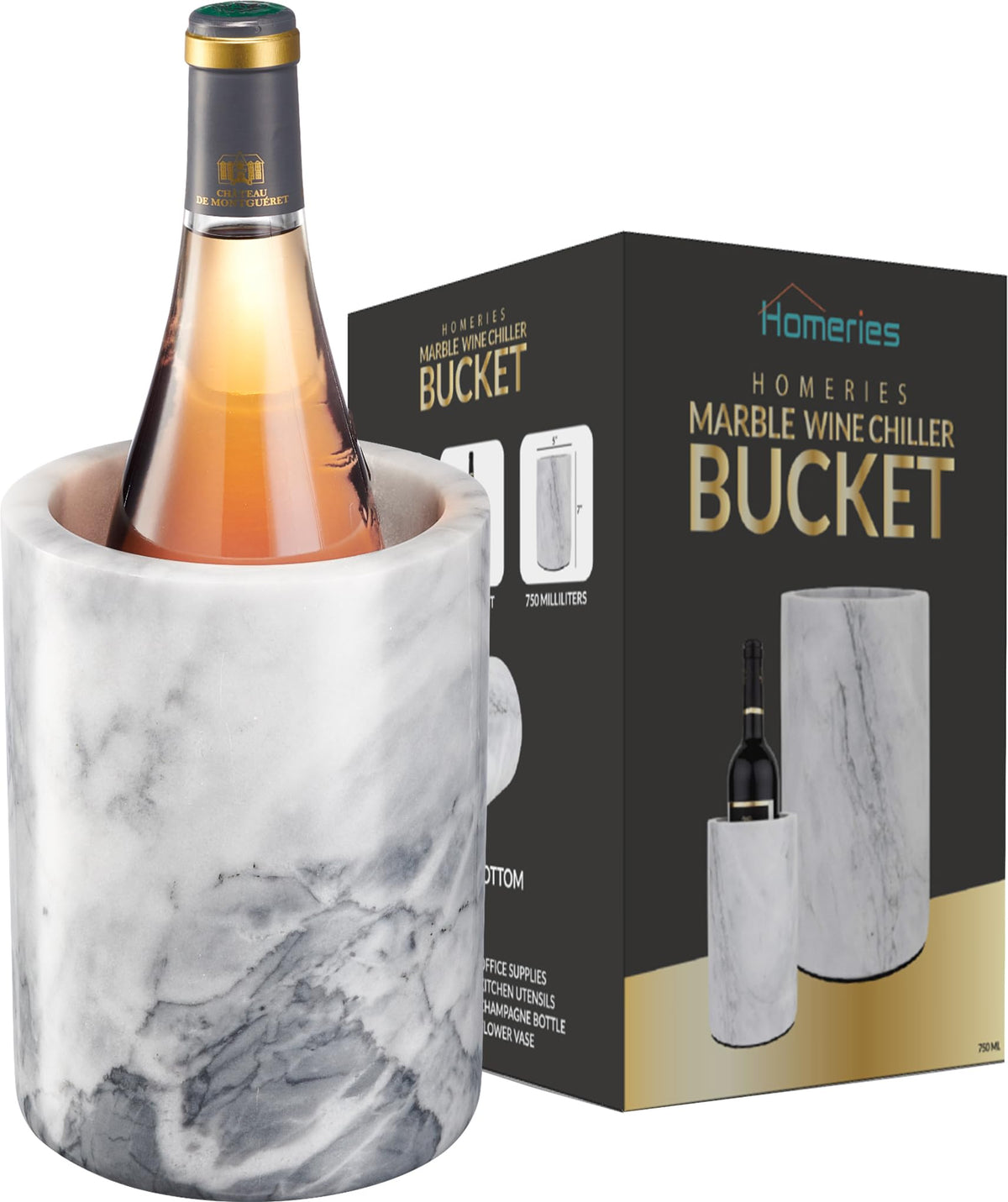 Homeries Marble Wine Chiller para vino, enfriamiento elegante en mesa
