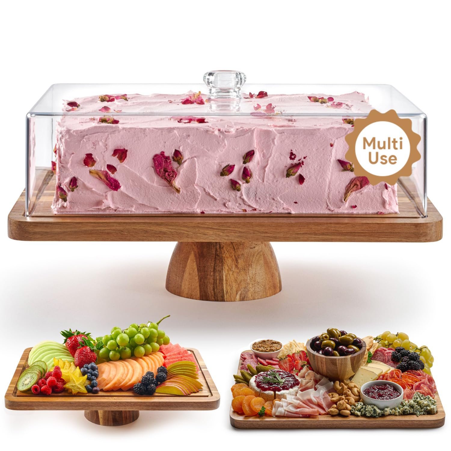 Bandeja rectangular de HOMESPHERE con tapa para pasteles y repostería.