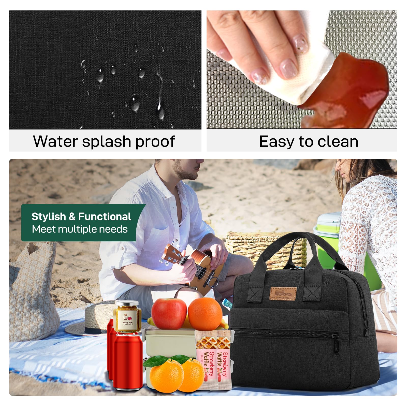 HOMESPON bolsa con gran capacidad para comida, bebidas y snacks.