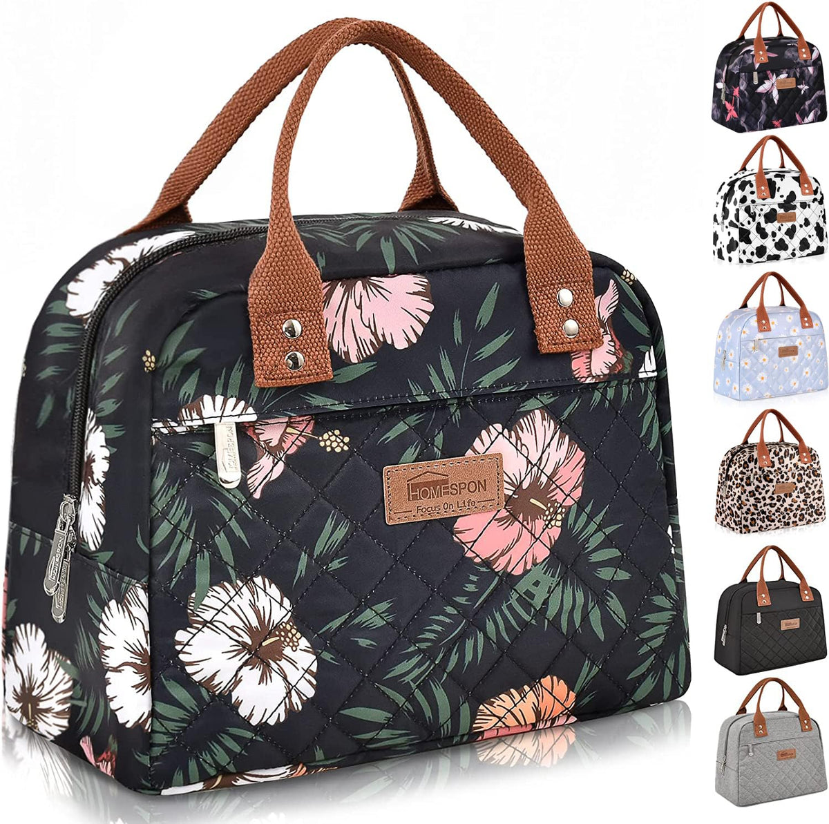 HOMESPON bolsa de almuerzo aislada con bolsillo frontal, ideal para teléfono y utensilios.