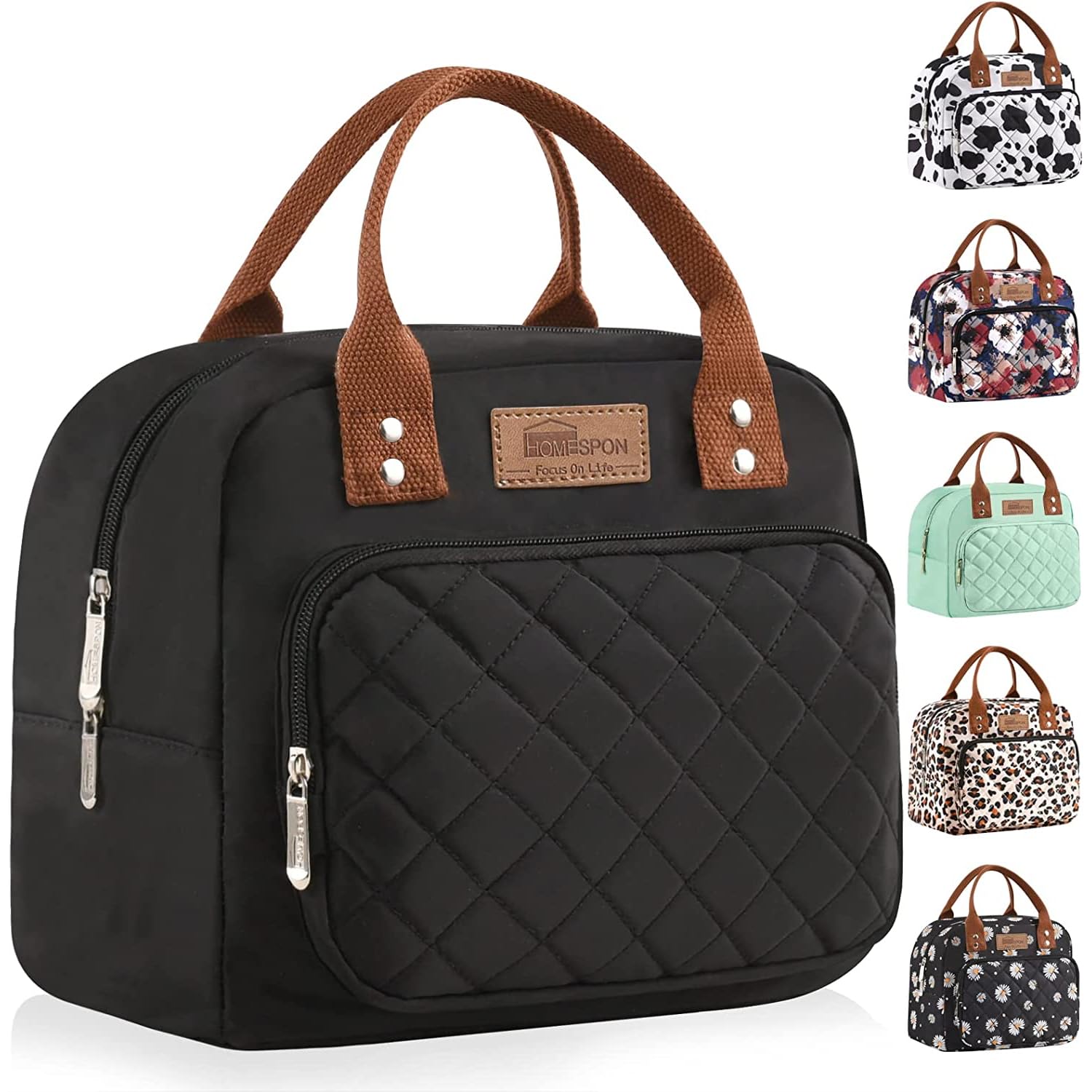 HOMESPON bolsa de almuerzo con bolsillo frontal amplio para organizar accesorios diarios.