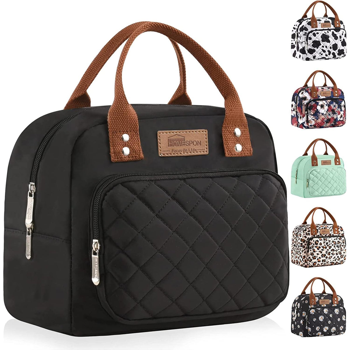 HOMESPON bolsa de almuerzo con bolsillo frontal amplio para organizar accesorios diarios.