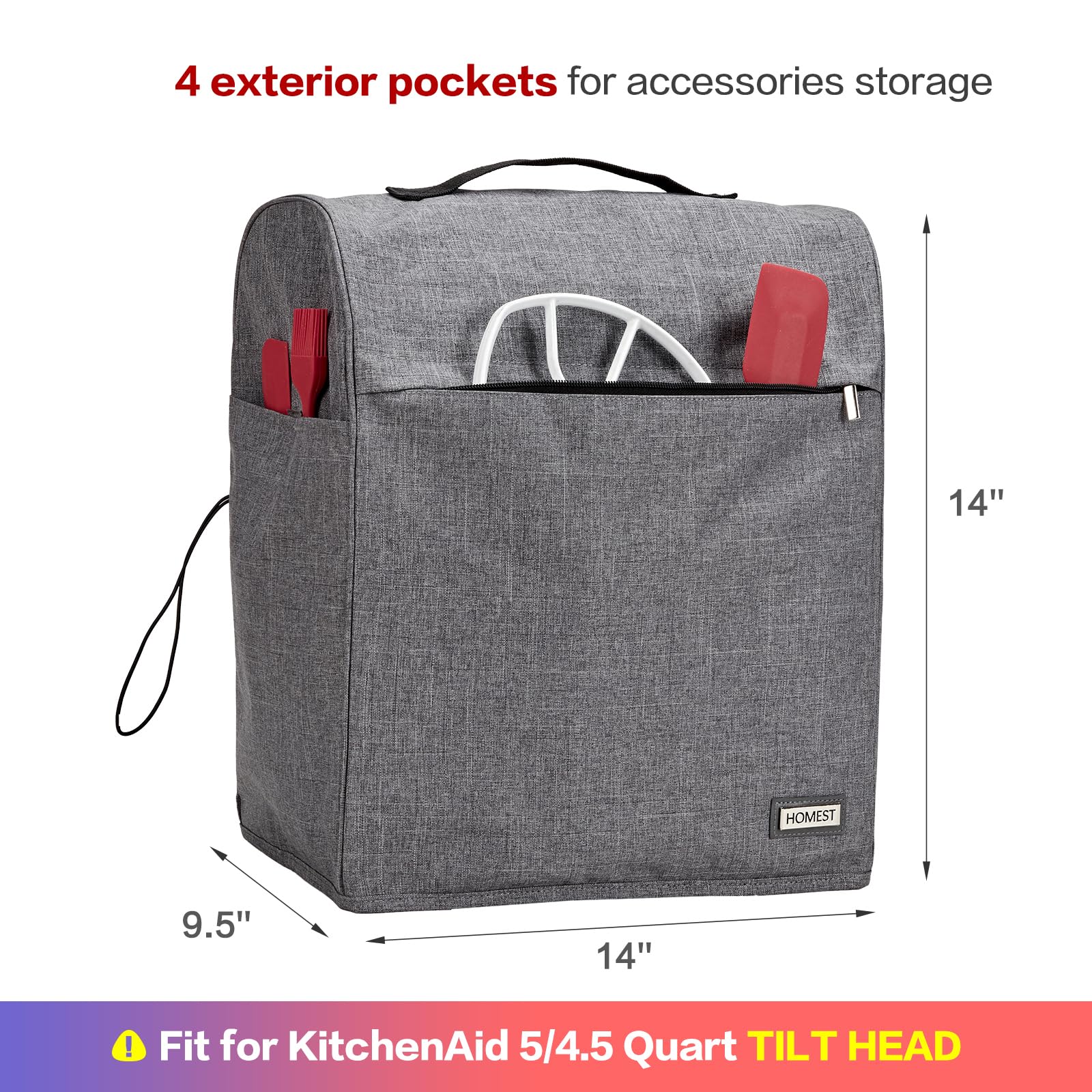 Protección acolchada HOMEST para batidora de 5/4.5 qt alarga su vida útil.