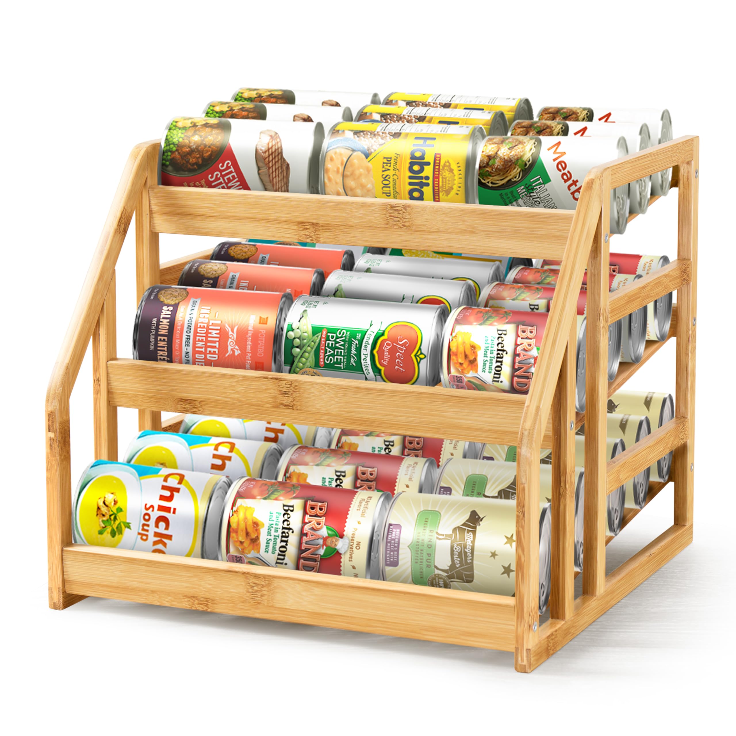 HOMESTEAD Organizador de latas de bambu 3 niveles facilita ver y acceder.