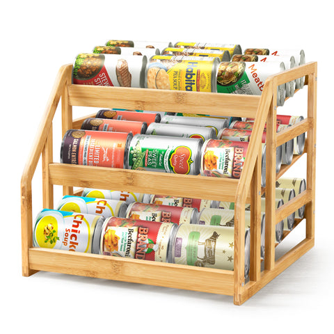 HOMESTEAD Organizador de latas de bambu 3 niveles facilita ver y acceder.