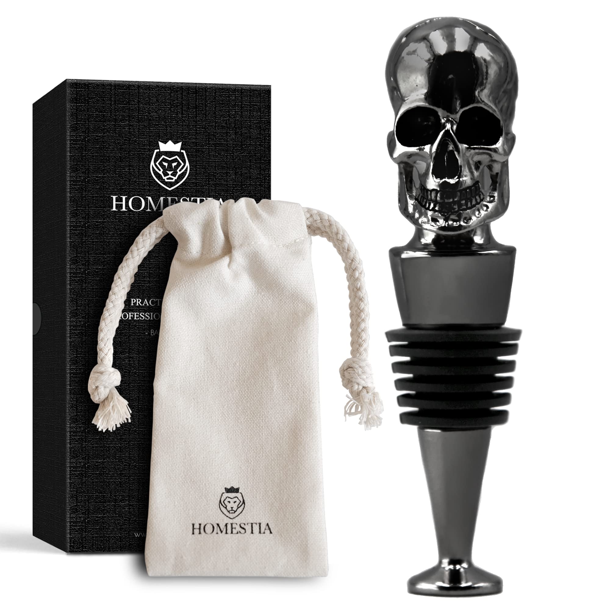 Homestia tapon vino calavera-escultura añade estilo y frescura a cada botella.