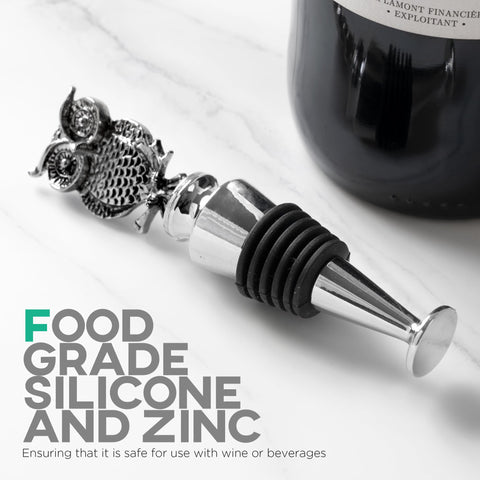 Homestia tapa de vino buho, versátil para botellas estándar.