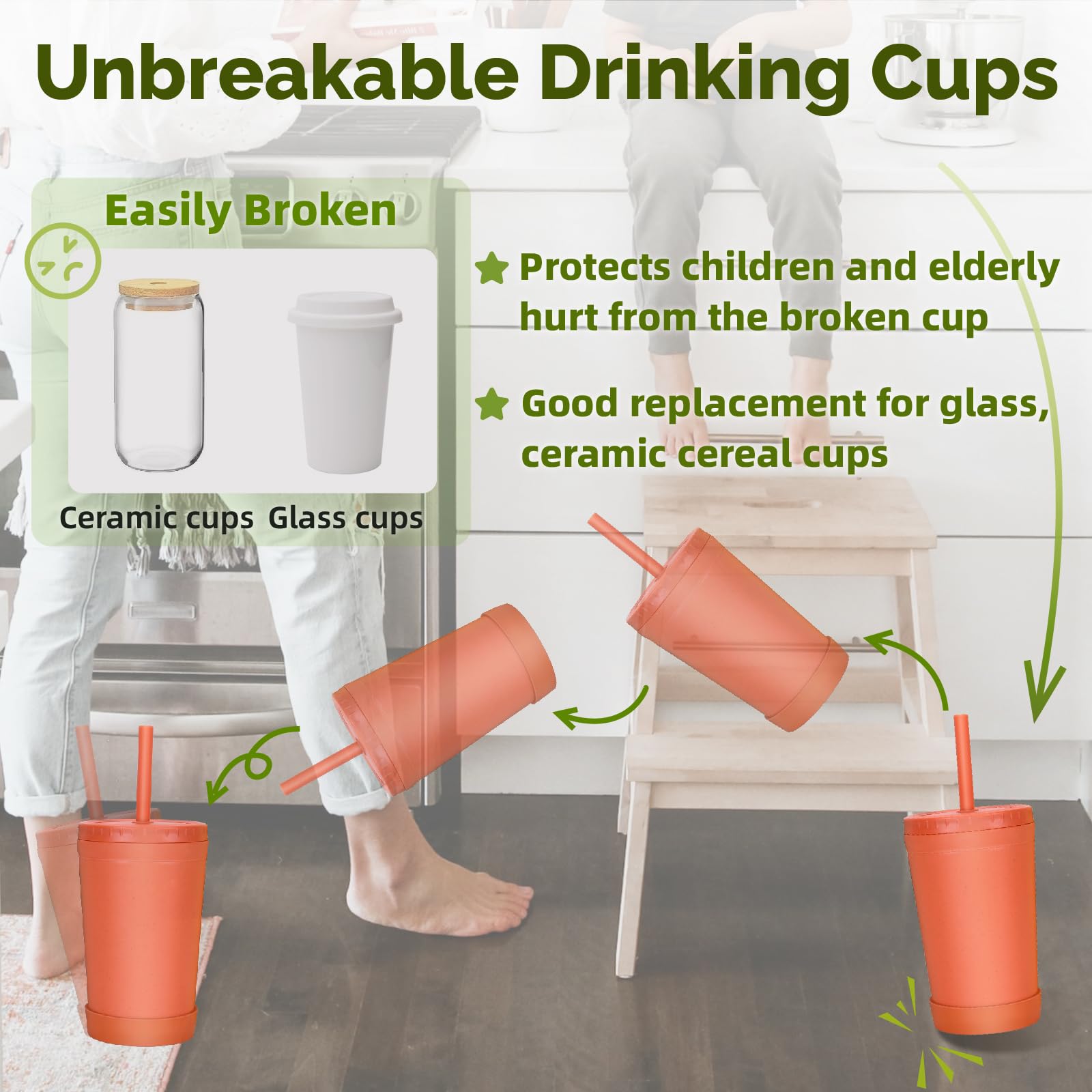 Homestockplus paja de silicona para tazas de trigo, segura para niños.