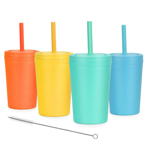 Homestockplus taza de trigo 10oz con tapa y paja, ideal para bebidas en casa.