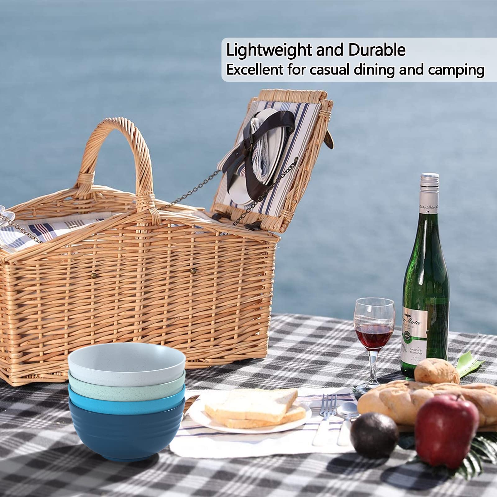 Homestockplus tazones ligeros para familia, ideal para picnic o camping.