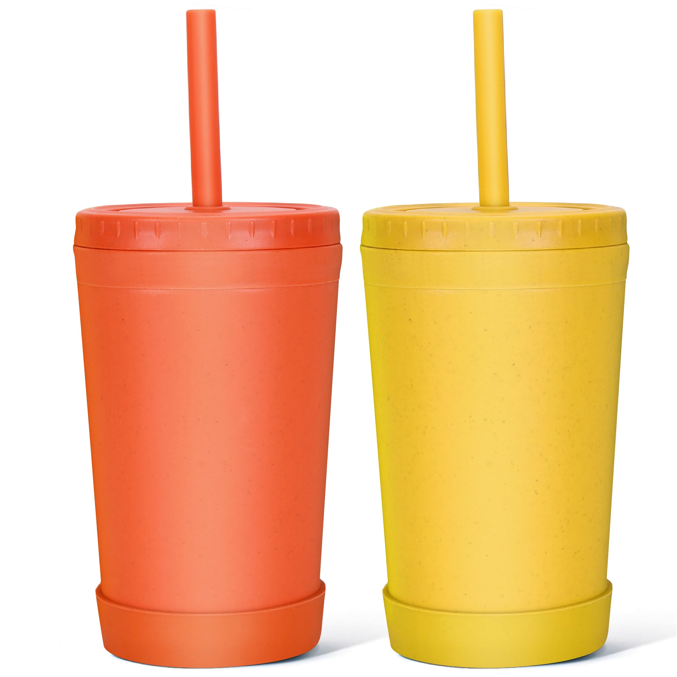 Homestockplus vaso de trigo con tapas y pajitas de silicona, ideal para meriendas.