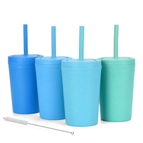 Vaso Homestockplus de trigo 10oz con tapa y pajitas, seguro para bebidas.