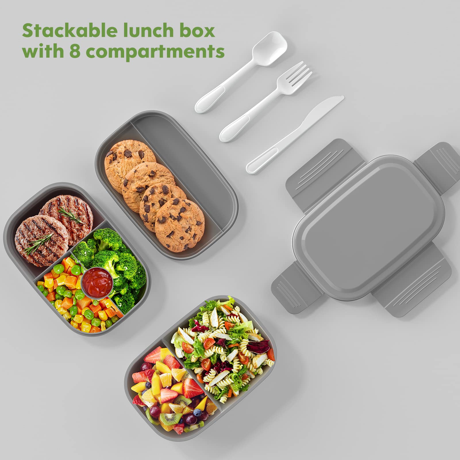 HOMETALL Bento Box muestra su capacidad de 1900 ml para comidas completas