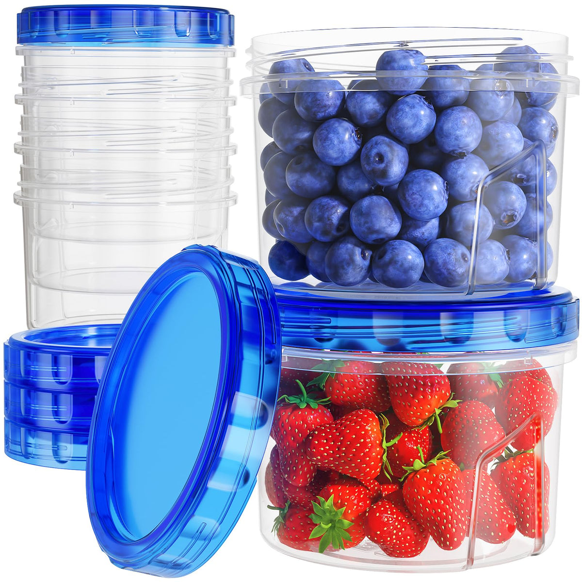 HOMETALL contenedor 16 oz con tapa azul twist para conservación de alimentos frescos