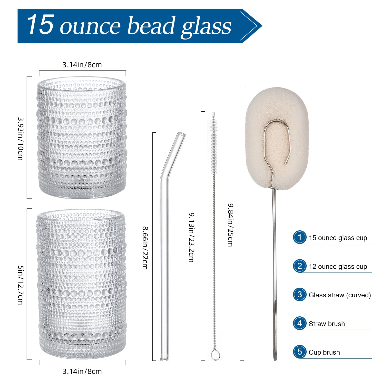 HomeVogue pajillas de cristal reutilizables para bebidas.