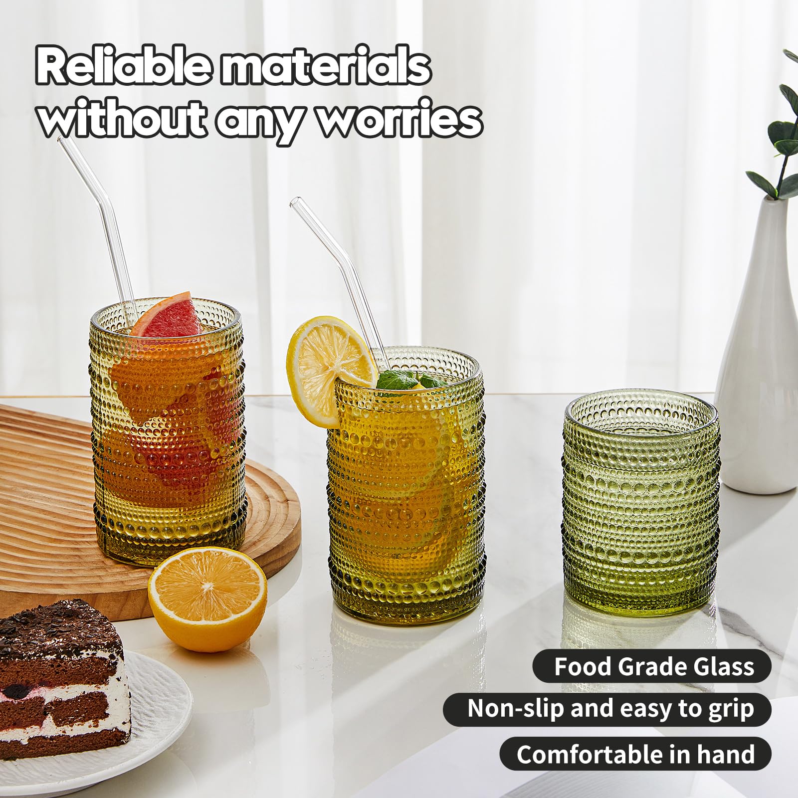 HomeVogue Vintage Hobnail vaso 15 onzas con diseño perlado.