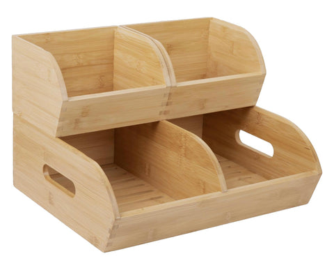 Homeware Express contenedor de bambú para patatas y cebollas con ventilación y apilables.