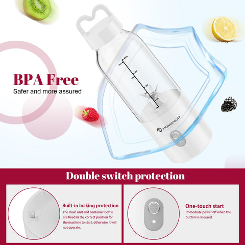 Licuadora HOMEXUP Portátil 17oz, batido de frutas fresco en segundos.