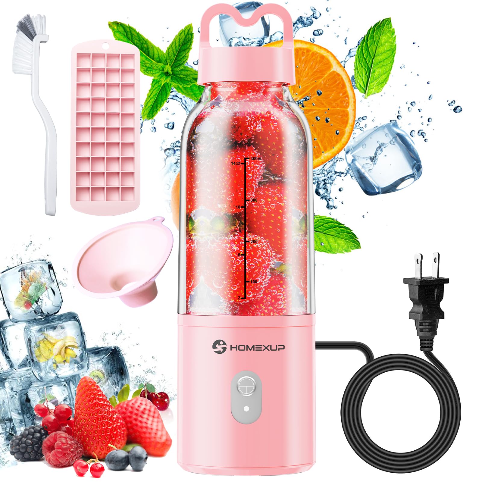 Licuadora portátil HOMEXUP 500 ml con diseño ergonómico y limpieza fácil