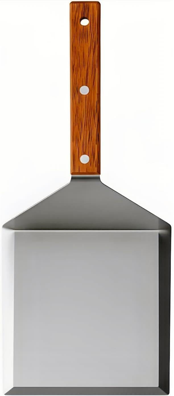 Homi Styles espátula extra ancha con borde biselado y mango de madera para voltear panqueques.