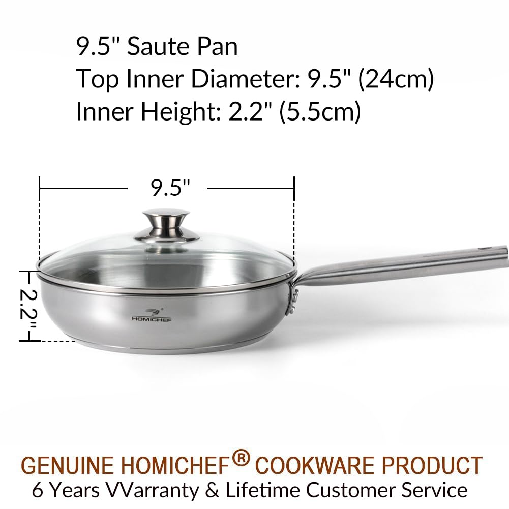 Sartén HOMICHEF mango ergonómico, permanece frío durante la cocción.