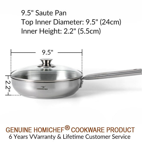 Sartén HOMICHEF mango ergonómico, permanece frío durante la cocción.