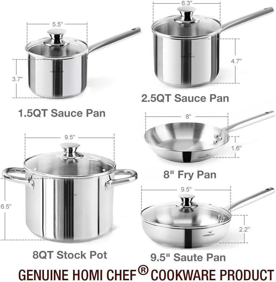 HOMICHEF utensilios de cocina de 5 piezas para mezclar y servir.