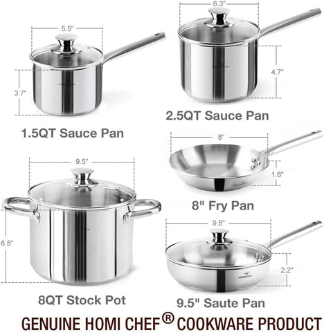 HOMICHEF utensilios de cocina de 5 piezas para mezclar y servir.