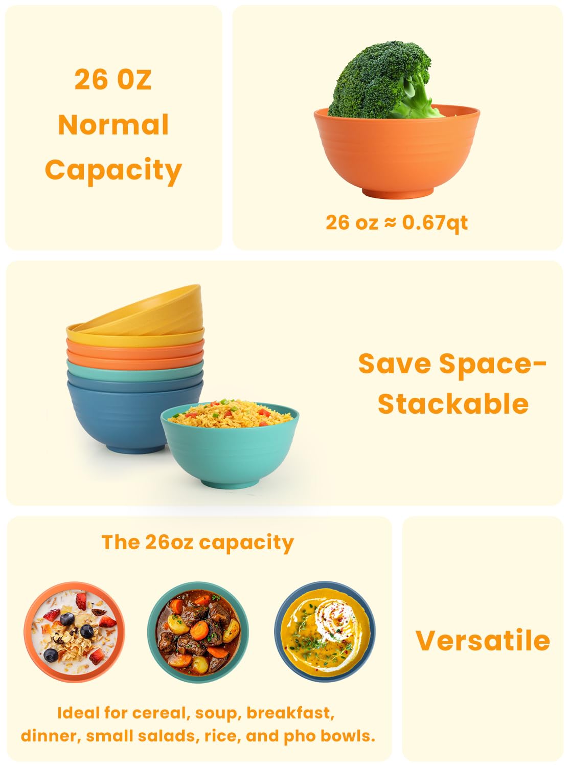 Cuenco para cereal Homienly, ideal para porciones matutinas y desayunos.