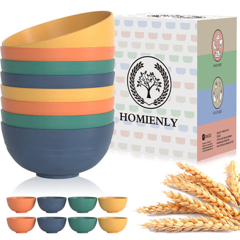 Homienly cuencos de trigo irrompibles vistos de frente; duraderos para desayunos.