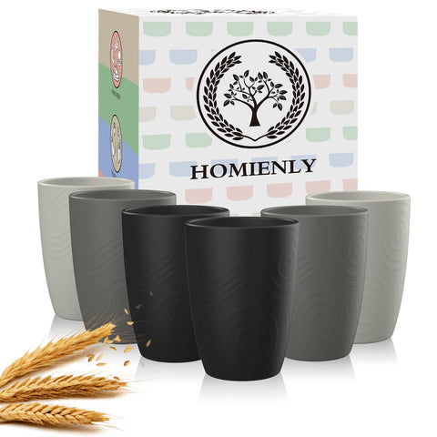 Homienly: juego de vasos 12oz de paja de trigo, duraderos para uso diario.