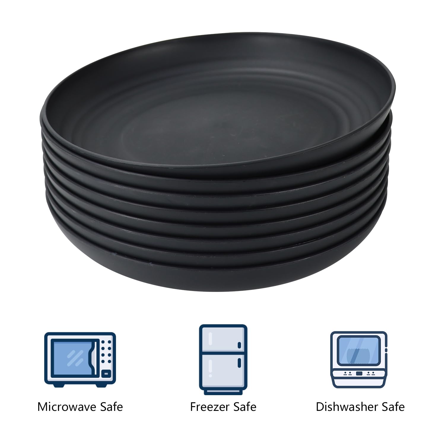Plato Homienly apto para microondas y lavavajillas, 10 pulgadas, negro y seguro.