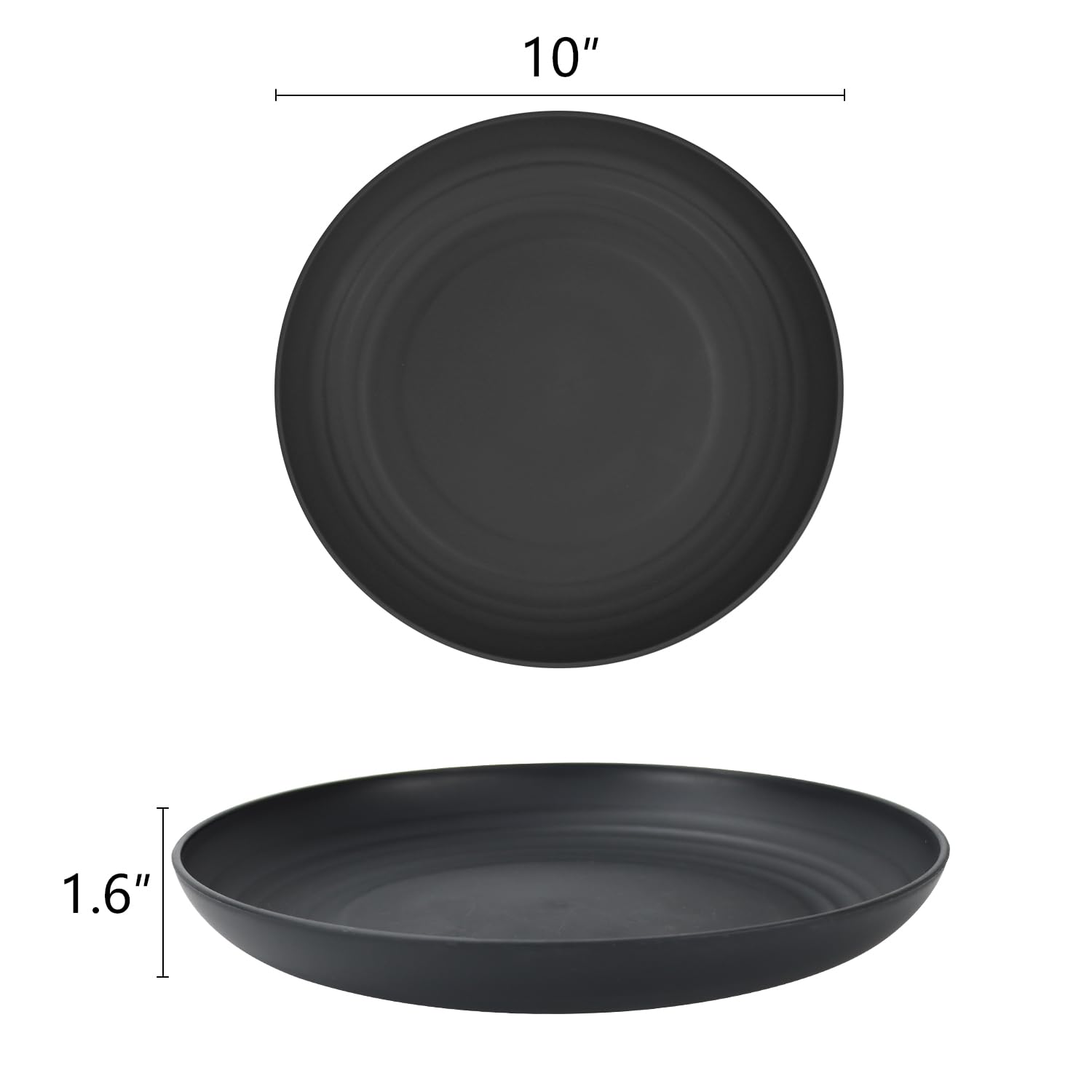 Plato de paja de trigo Homienly, 10 pulgadas, negro, ligero y resistente para exteriores.