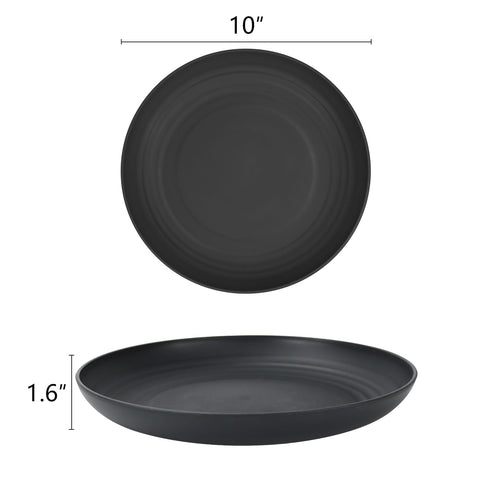 Plato de paja de trigo Homienly, 10 pulgadas, negro, ligero y resistente para exteriores.