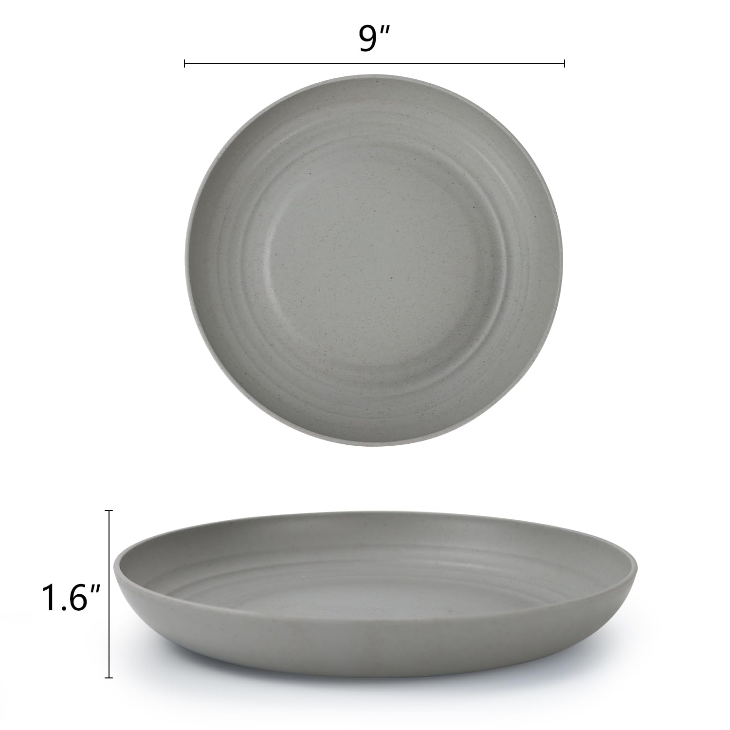 Homienly plato de trigo reutilizable, gris, para uso diario en mesa.