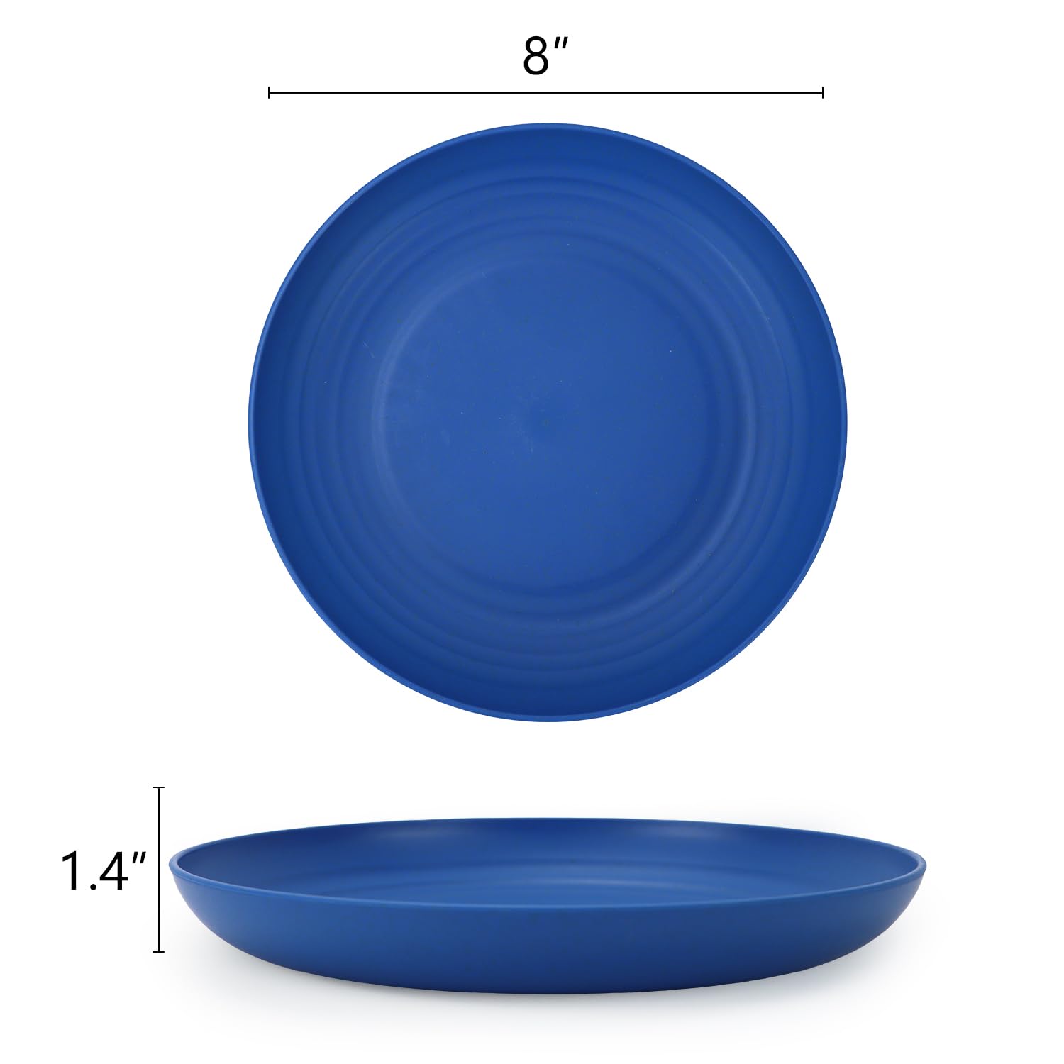 Plato de postre Homienly 8 pulgadas azul, ligero y resistente para uso diario.