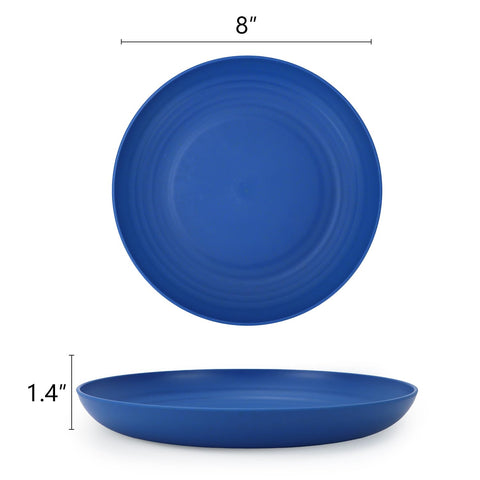 Plato de postre Homienly 8 pulgadas azul, ligero y resistente para uso diario.