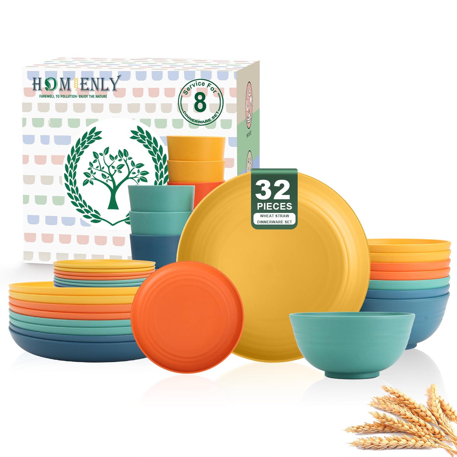 Conjunto Homienly 32 piezas, vajilla resistente para comidas diarias y campamentos.