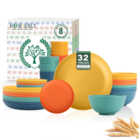 Conjunto Homienly 32 piezas, vajilla resistente para comidas diarias y campamentos.
